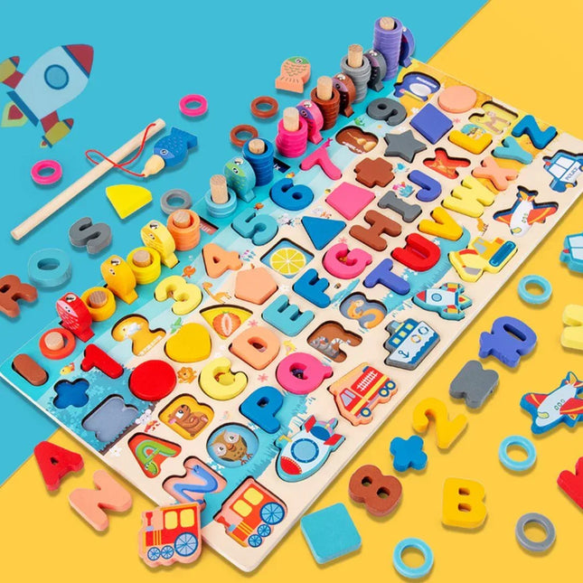 Joc educativ Montessori 7 în 1 din lemn - Bebeboo - Totul pentru copii. Jucării, Hăinuțe, Perne, Mobilier, Textile