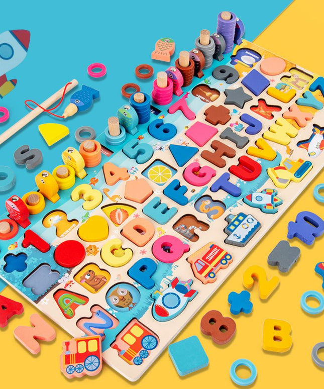 Joc educativ Montessori 7 în 1 din lemn