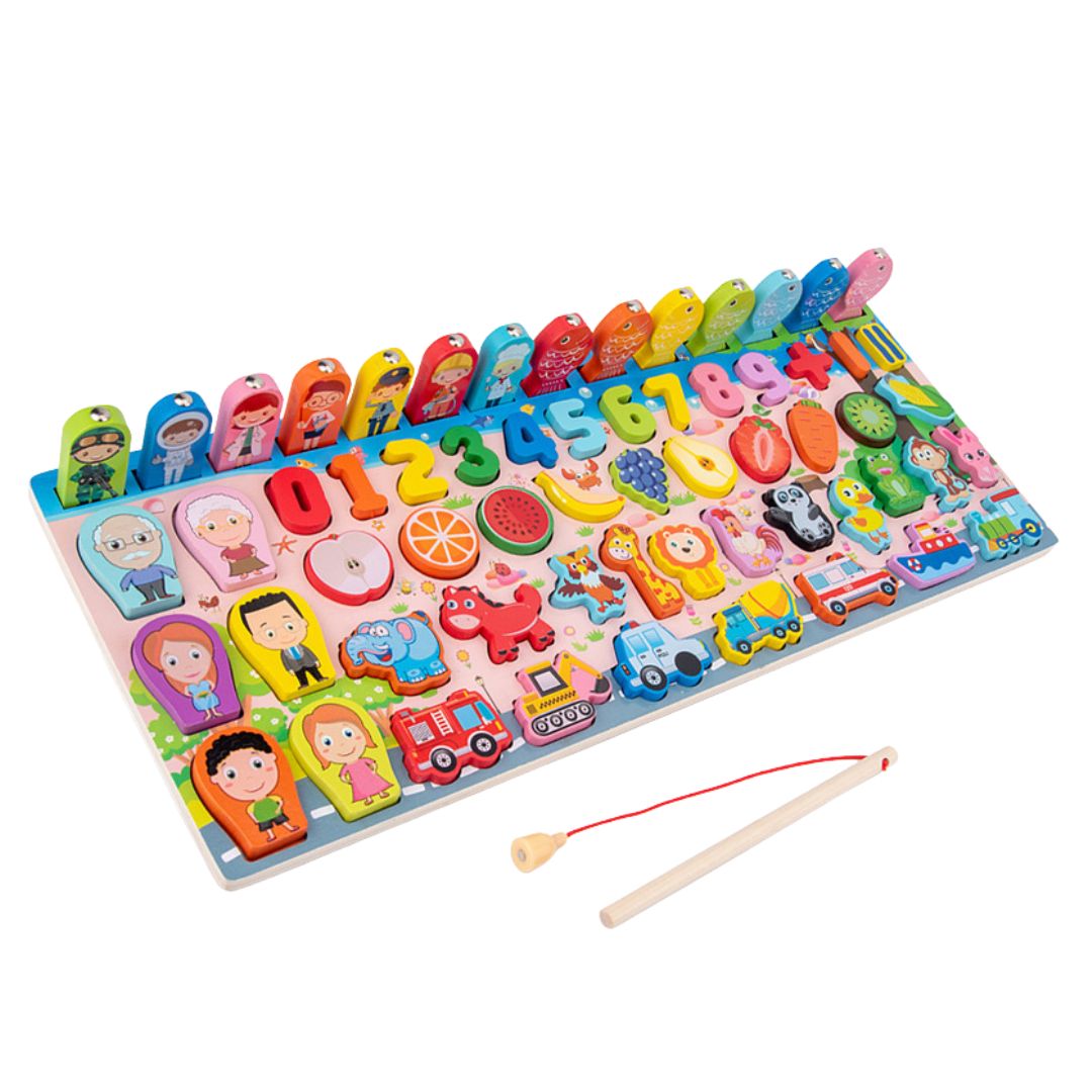 Joc multifuncțional din lemn 8 în 1