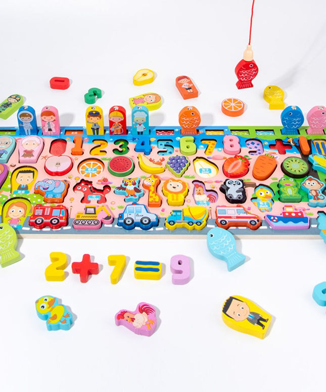 Joc multifuncțional din lemn 8 în 1