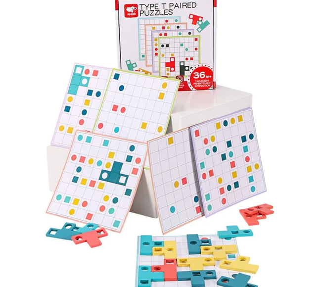 Joc de logică Montessori, Tetris T-Paired - Bebeboo - Totul pentru copii. Jucării, Hăinuțe, Perne, Mobilier, Textile