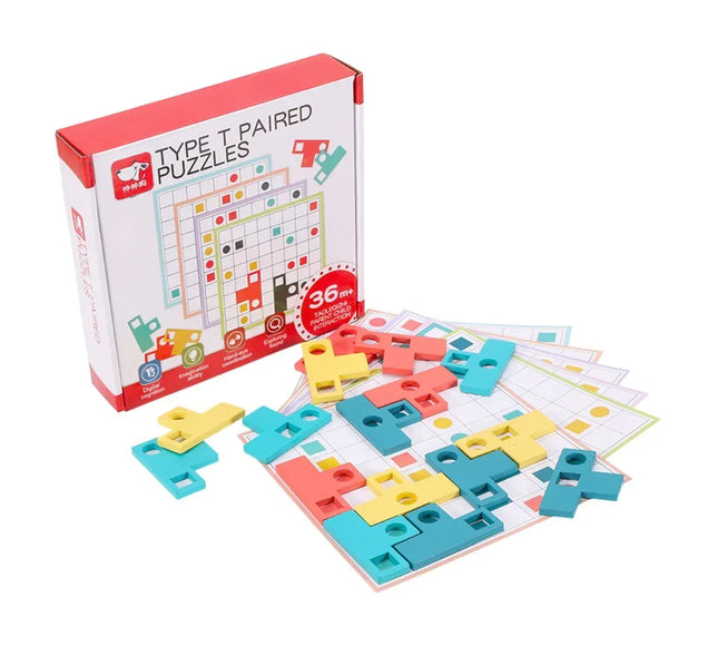 Joc de logică Montessori, Tetris T-Paired - Bebeboo - Totul pentru copii. Jucării, Hăinuțe, Perne, Mobilier, Textile