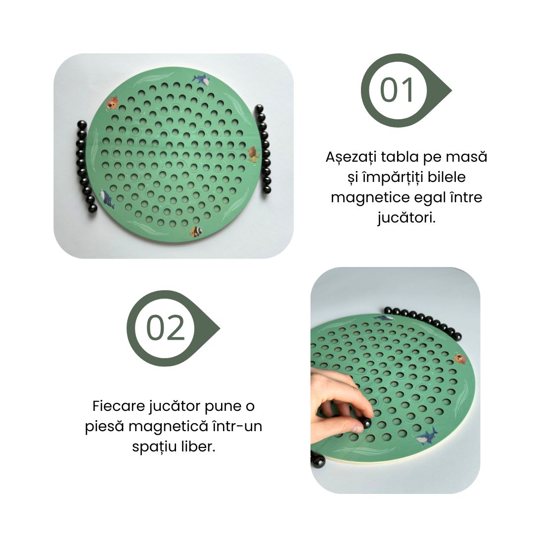 Joc de șah magnetic – tablă circulară cu 20 de bile