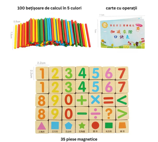 Joc matematic cu bețișoare, 3 ani+ - Bebeboo - Totul pentru copii. Jucării, Hăinuțe, Perne, Mobilier, Textile