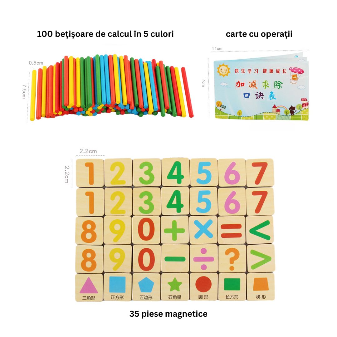 Joc matematic cu bețișoare, 3 ani+