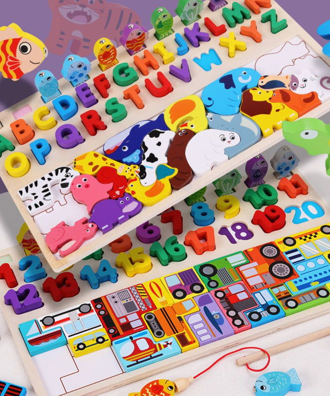 Joc multifuncțional din lemn 4 în 1