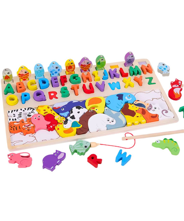 Joc multifuncțional din lemn 4 în 1