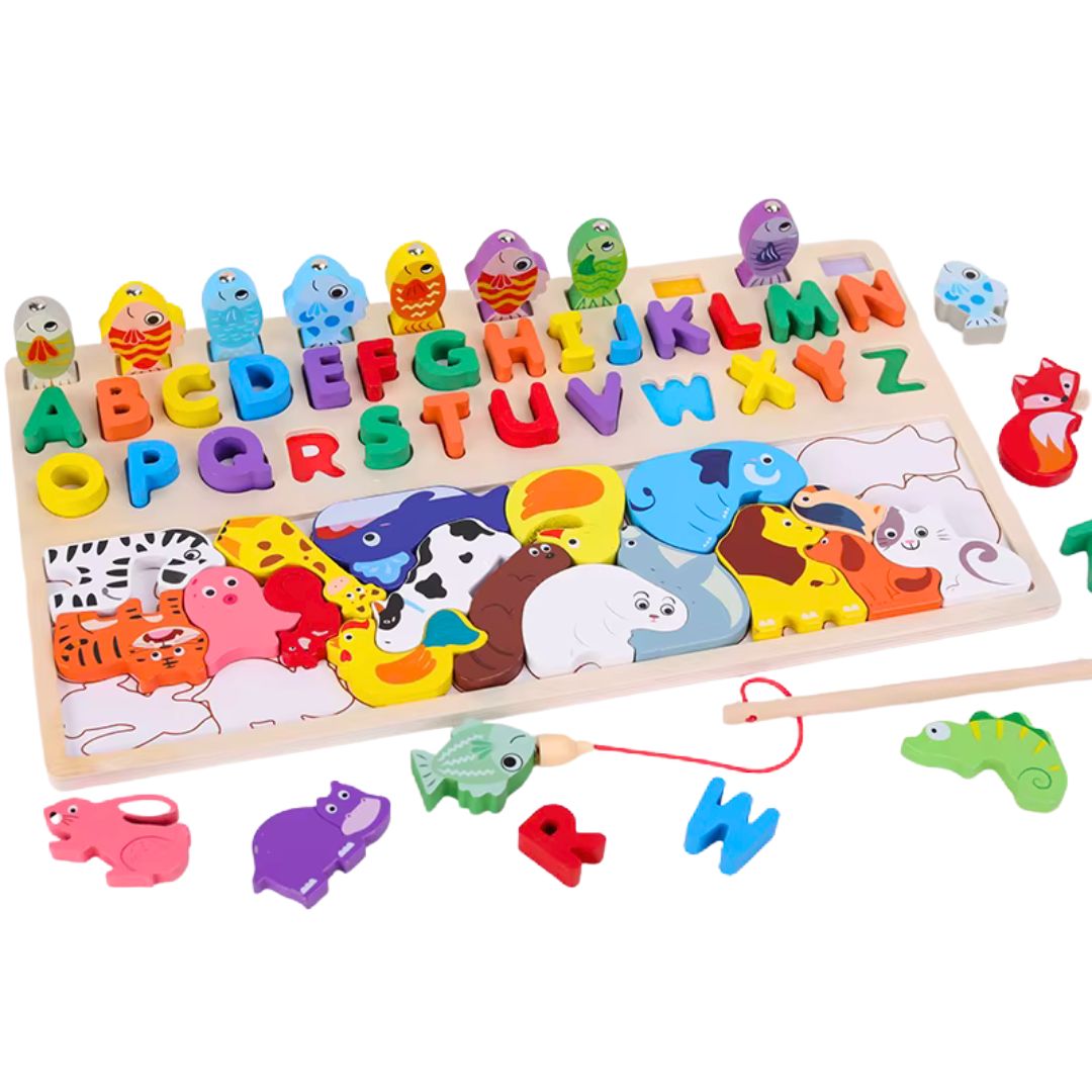 Joc multifuncțional din lemn 4 în 1