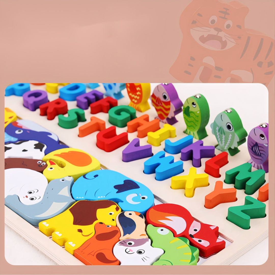 Joc multifuncțional din lemn 4 în 1