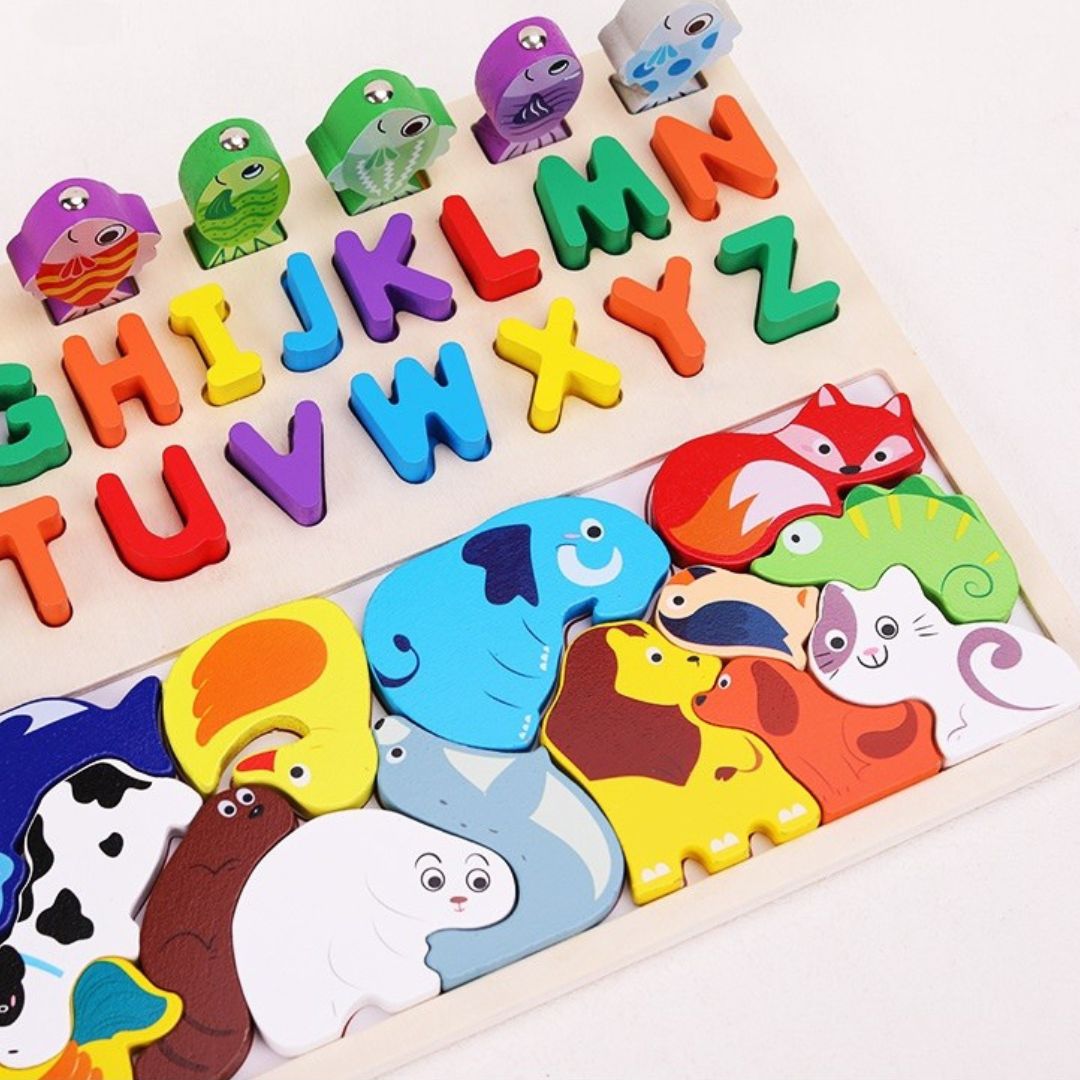 Joc multifuncțional din lemn 4 în 1