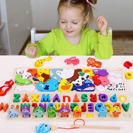 Joc multifuncțional din lemn 4 în 1