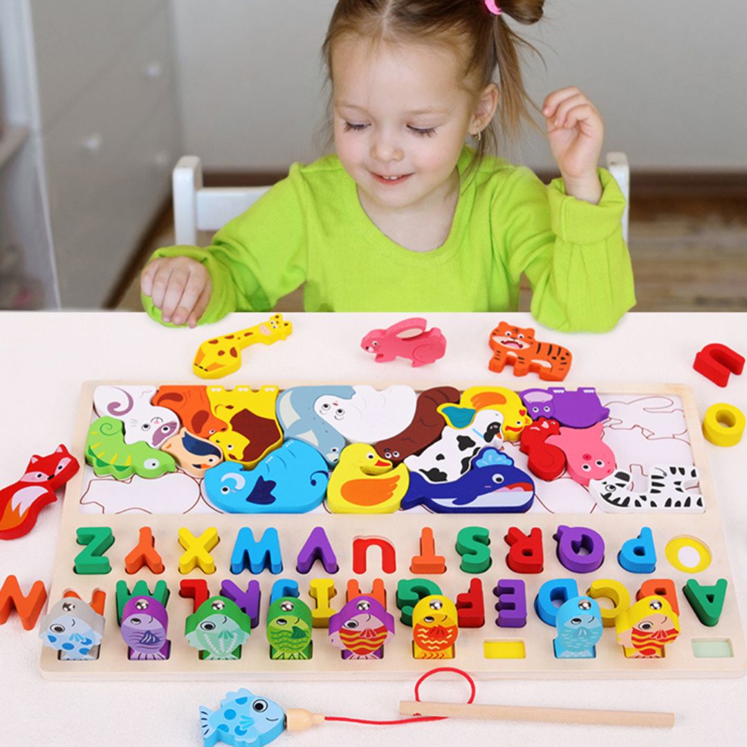 Joc multifuncțional din lemn 4 în 1