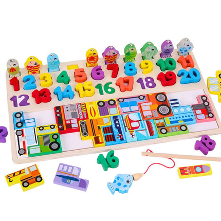 Joc multifuncțional din lemn 4 în 1