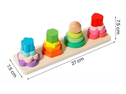 Joc de stivuire Montessori, 4 coloane - Bebeboo - Totul pentru copii. Jucării, Hăinuțe, Perne, Mobilier, Textile