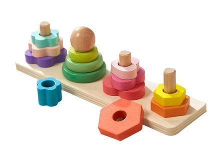 Joc de stivuire Montessori, 4 coloane - Bebeboo - Totul pentru copii. Jucării, Hăinuțe, Perne, Mobilier, Textile