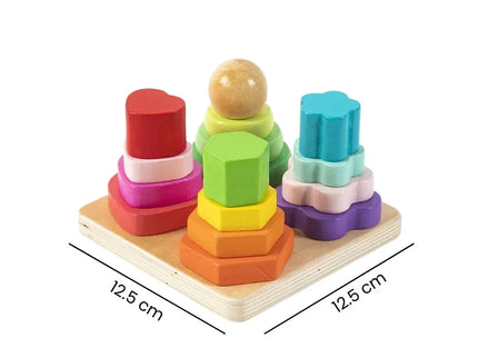 Joc de stivuire Montessori, 4 coloane - Bebeboo - Totul pentru copii. Jucării, Hăinuțe, Perne, Mobilier, Textile