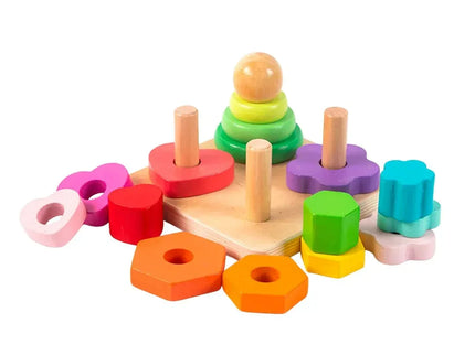 Joc de stivuire Montessori, 4 coloane - Bebeboo - Totul pentru copii. Jucării, Hăinuțe, Perne, Mobilier, Textile