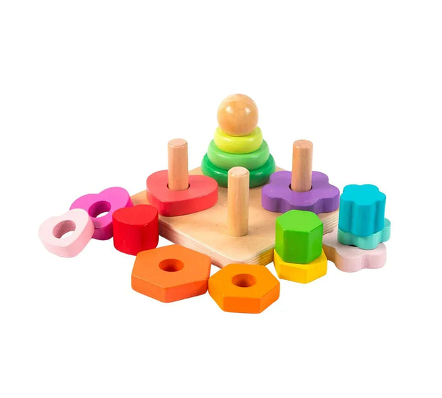 Joc de stivuire Montessori, 4 coloane - Bebeboo - Totul pentru copii. Jucării, Hăinuțe, Perne, Mobilier, Textile
