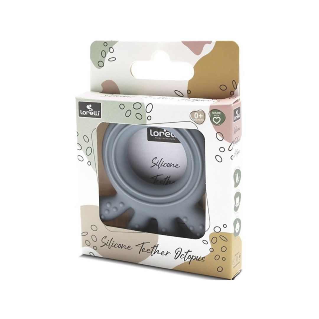 Jucărie Gingivală Silicon – Caracatiță Gri, 0 luni+