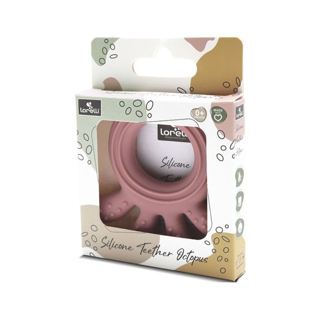 Jucărie Gingivală Silicon – Caracatiță Roz, 0 luni+