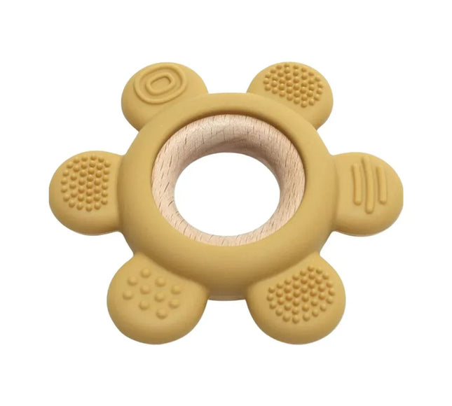 Jucărie Gingivală Silicon și Lemn – Floare Galbenă, 0 luni+ - Bebeboo - Totul pentru copii. Jucării, Hăinuțe, Perne, Mobilier, Textile