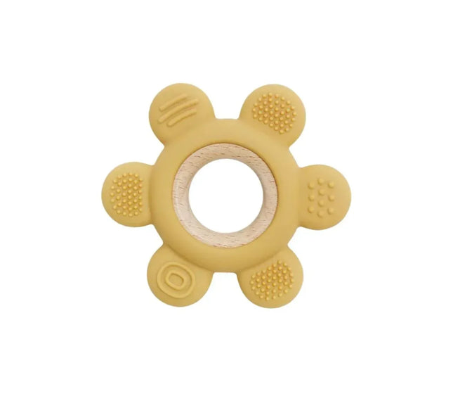 Jucărie Gingivală Silicon și Lemn – Floare Galbenă, 0 luni+ - Bebeboo - Totul pentru copii. Jucării, Hăinuțe, Perne, Mobilier, Textile