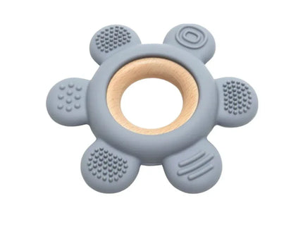 Jucărie Gingivală Silicon și Lemn – Floare Gri, 0 luni+ - Bebeboo - Totul pentru copii. Jucării, Hăinuțe, Perne, Mobilier, Textile