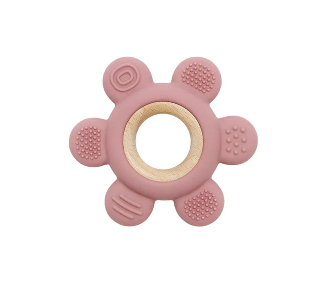 Jucărie Gingivală Silicon și Lemn – Floare Roz, 0 luni+ - Bebeboo - Totul pentru copii. Jucării, Hăinuțe, Perne, Mobilier, Textile