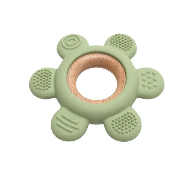 Jucărie Gingivală Silicon și Lemn – Floare Verde, 0 luni+ - Bebeboo - Totul pentru copii. Jucării, Hăinuțe, Perne, Mobilier, Textile