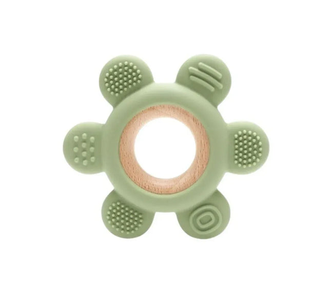 Jucărie Gingivală Silicon și Lemn – Floare Verde, 0 luni+ - Bebeboo - Totul pentru copii. Jucării, Hăinuțe, Perne, Mobilier, Textile