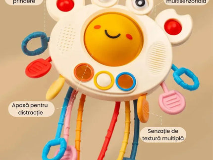 Jucărie de dentiție multisenzorială din silicon – Crab vesel, 18 luni+ - Bebeboo - Totul pentru copii. Jucării, Hăinuțe, Perne, Mobilier, Textile
