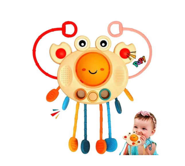 Jucărie de dentiție multisenzorială din silicon – Crab vesel, 18 luni+ - Bebeboo - Totul pentru copii. Jucării, Hăinuțe, Perne, Mobilier, Textile