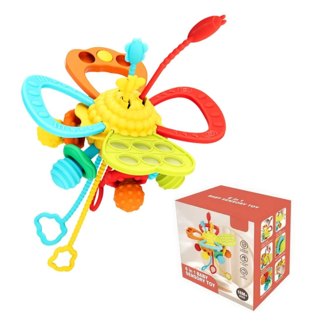 Jucărie Gingivală 6 în 1 Fluture, Silicon Moale, Bebeluși 18 luni+