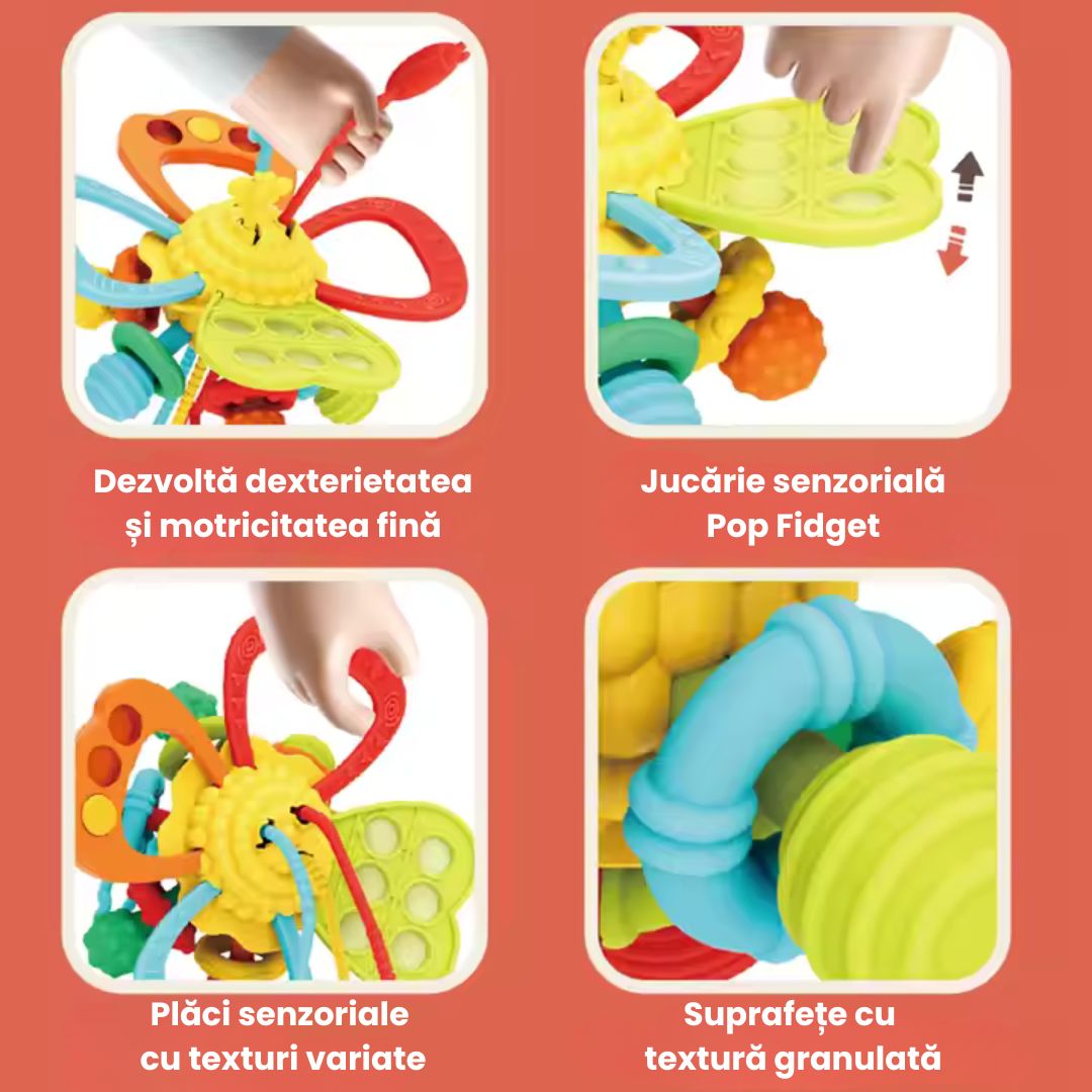 Jucărie Gingivală 6 în 1 Fluture, Silicon Moale, Bebeluși 18 luni+