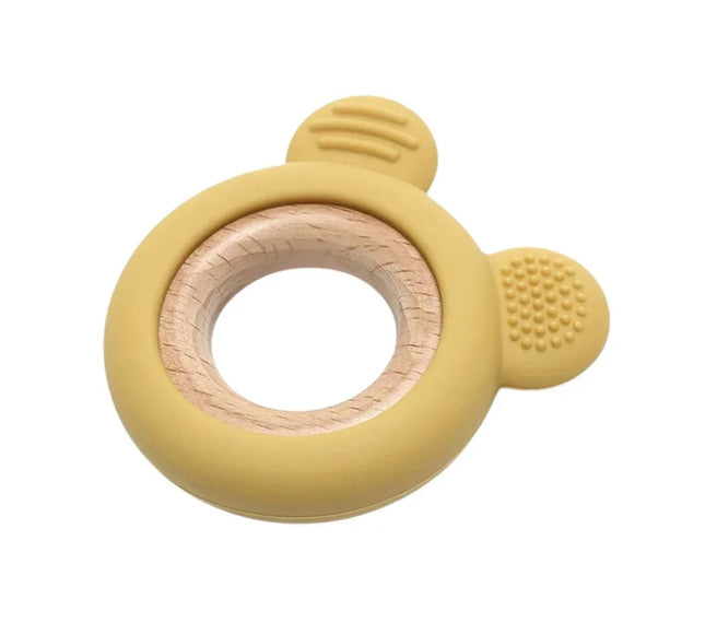Jucărie Gingivală Silicon și Lemn – Ursuleț Galben, 0 luni+ - Bebeboo - Totul pentru copii. Jucării, Hăinuțe, Perne, Mobilier, Textile