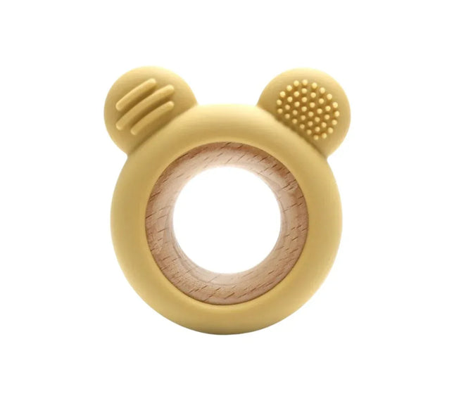 Jucărie Gingivală Silicon și Lemn – Ursuleț Galben, 0 luni+ - Bebeboo - Totul pentru copii. Jucării, Hăinuțe, Perne, Mobilier, Textile