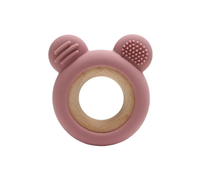 Jucărie Gingivală Silicon și Lemn – Ursuleț Roz, 0 luni+ - Bebeboo - Totul pentru copii. Jucării, Hăinuțe, Perne, Mobilier, Textile