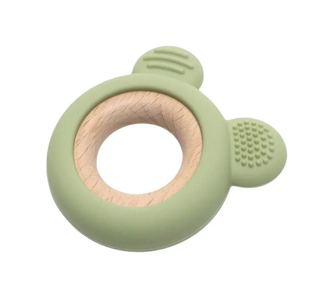 Jucărie Gingivală Silicon și Lemn – Ursuleț Verde, 0 luni+ - Bebeboo - Totul pentru copii. Jucării, Hăinuțe, Perne, Mobilier, Textile