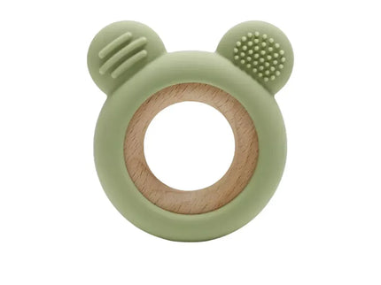 Jucărie Gingivală Silicon și Lemn – Ursuleț Verde, 0 luni+ - Bebeboo - Totul pentru copii. Jucării, Hăinuțe, Perne, Mobilier, Textile