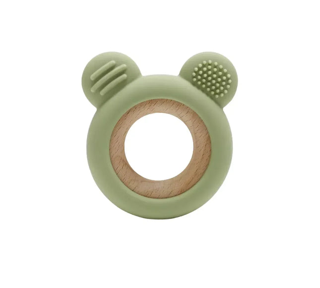 Jucărie Gingivală Silicon și Lemn – Ursuleț Verde, 0 luni+ - Bebeboo - Totul pentru copii. Jucării, Hăinuțe, Perne, Mobilier, Textile