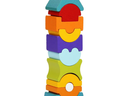 Jucarie din lemn, Cubika, Set constructii “Turn Flexibil “ ,11 piese