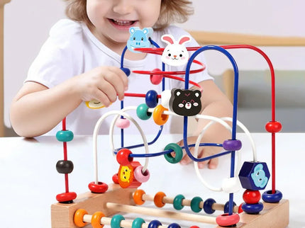 Labirint Montessori din lemn cu mărgele și forme 3D – Animale și - Bebeboo - Totul pentru copii. Jucării, Hăinuțe, Perne, Mobilier, Textile