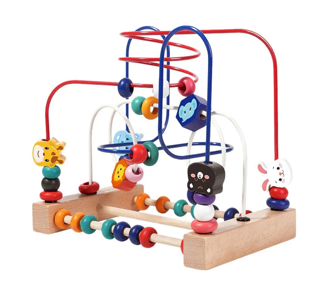 Labirint Montessori din lemn cu mărgele și forme 3D – Animale și - Bebeboo - Totul pentru copii. Jucării, Hăinuțe, Perne, Mobilier, Textile