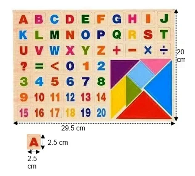 Placă educativă cu 61 de magneți – Litere, Cifre, Simboluri Matematice și Tangram - Bebeboo - Totul pentru copii. Jucării, Hăinuțe, Perne, Mobilier, Textile