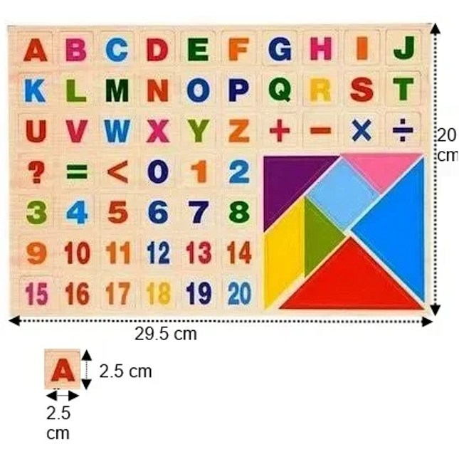 Placă educativă cu 61 de magneți – Litere, Cifre, Simboluri Matematice și Tangram - Bebeboo - Totul pentru copii. Jucării, Hăinuțe, Perne, Mobilier, Textile