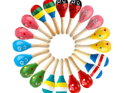 Maracas din Lemn - Jucărie muzicală pentru copii, viu colorate - Bebeboo - Totul pentru copii. Jucării, Hăinuțe, Perne, Mobilier, Textile