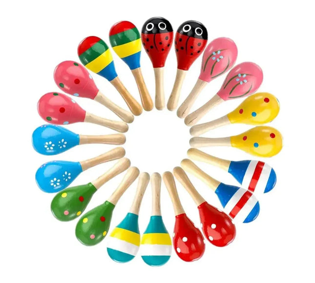Maracas din Lemn - Jucărie muzicală pentru copii, viu colorate - Bebeboo - Totul pentru copii. Jucării, Hăinuțe, Perne, Mobilier, Textile