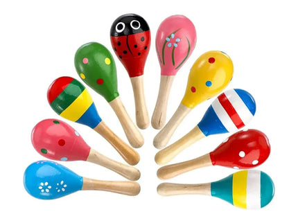Maracas din Lemn - Jucărie muzicală pentru copii, viu colorate - Bebeboo - Totul pentru copii. Jucării, Hăinuțe, Perne, Mobilier, Textile