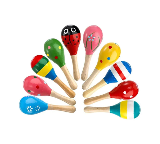 Maracas din Lemn - Jucărie muzicală pentru copii, viu colorate - Bebeboo - Totul pentru copii. Jucării, Hăinuțe, Perne, Mobilier, Textile