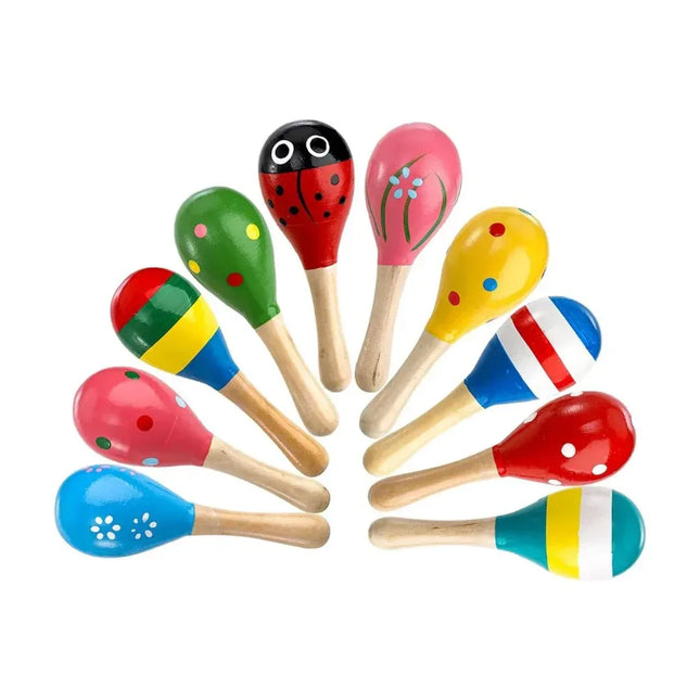 Maracas din Lemn - Jucărie muzicală pentru copii, viu colorate - Bebeboo - Totul pentru copii. Jucării, Hăinuțe, Perne, Mobilier, Textile